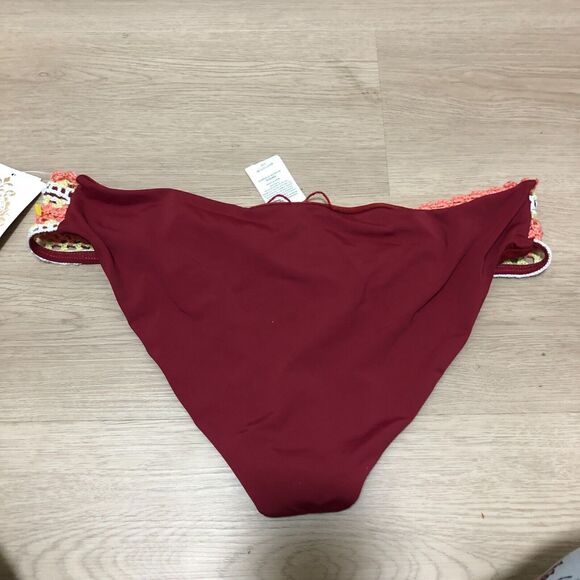 becca swimwear large bottoms l red dark Knitted Sides New da - Picture 5 of 8
